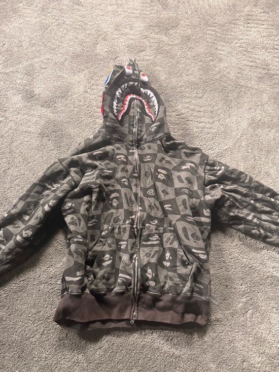 Bape Other - Kids' Black Camo Shark-Print Zip Hoodie